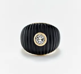 BAGUE MAXI BERLINGOT ONYX OR JAUNE