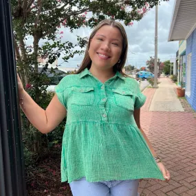 Best Day Ever Green Flowy Top