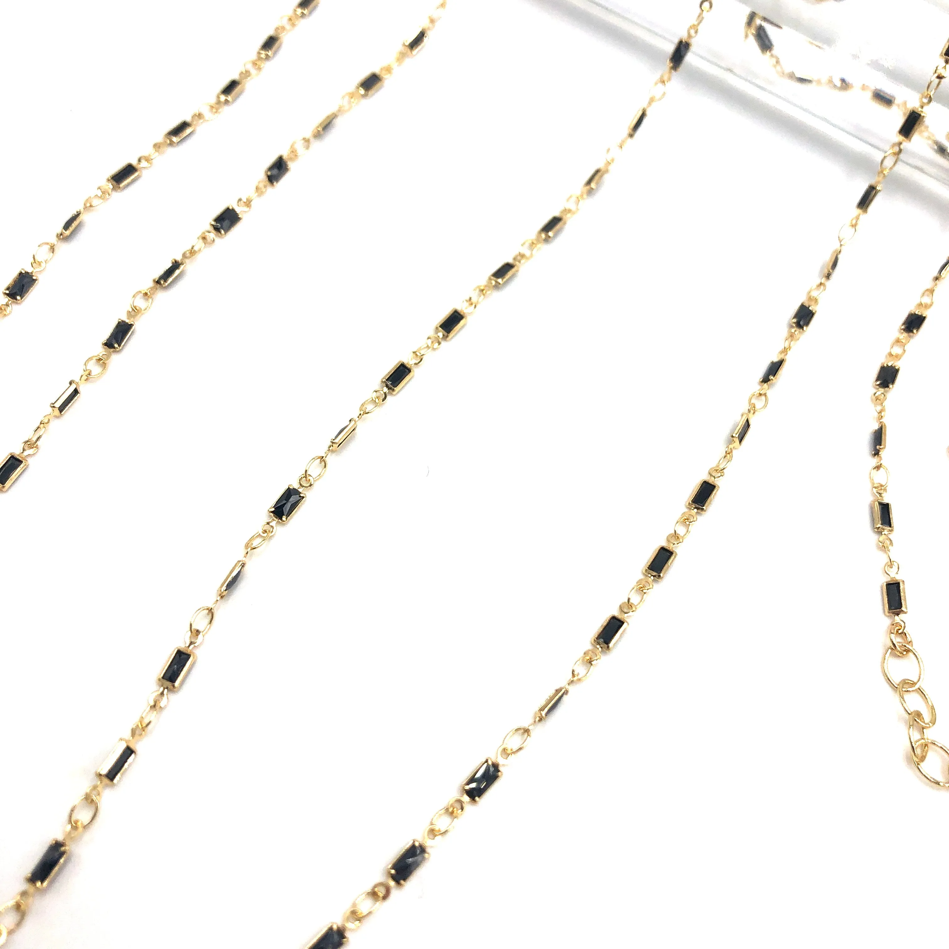 Black Crystal Baguette Channel Necklace - 2 lengths