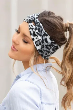 Black Leopard Twist Headwrap