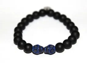 Black Onyx Bead Bracelet with Skulls Beads- UDINC0440