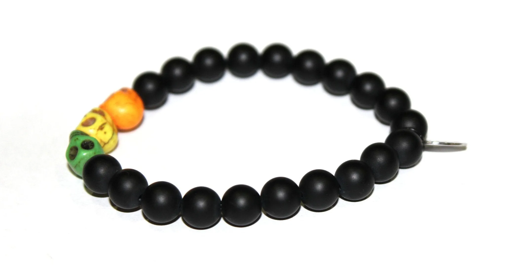 Black Onyx Bead Bracelet with Skulls Beads- UDINC0440