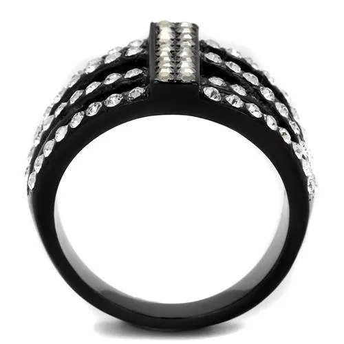 Black Stainless Steel Crystalized Ring