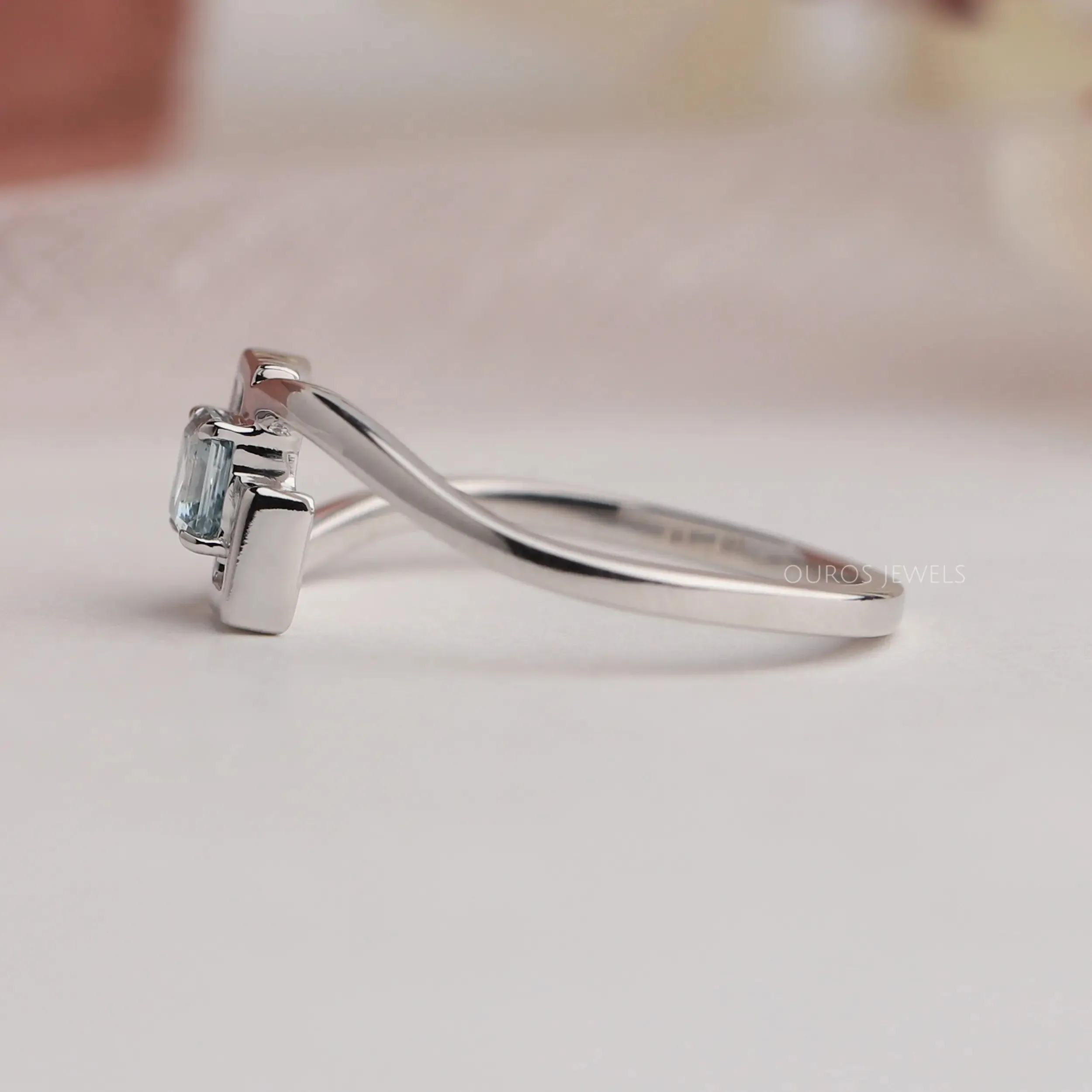 Blue Asscher Diamond Solitaire Ring