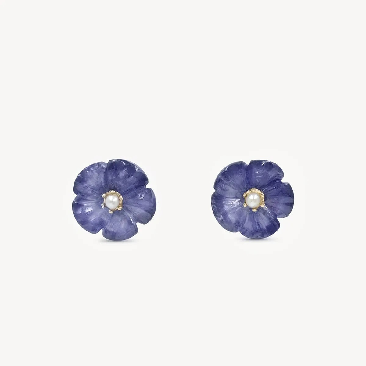 Blue Sapphire Pansy Studs