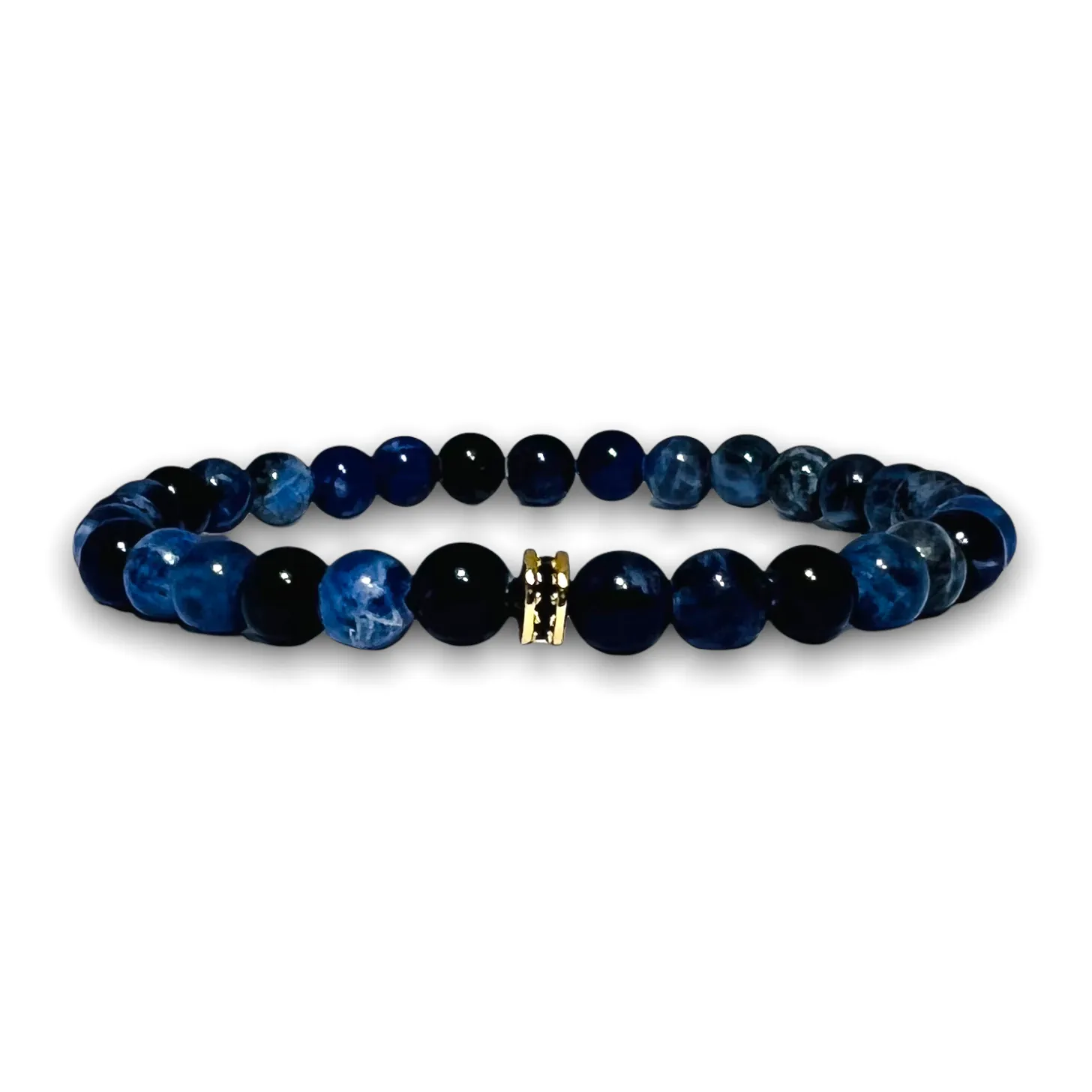 Blue Tiger Eye Stone Bracelet Plain with Gold