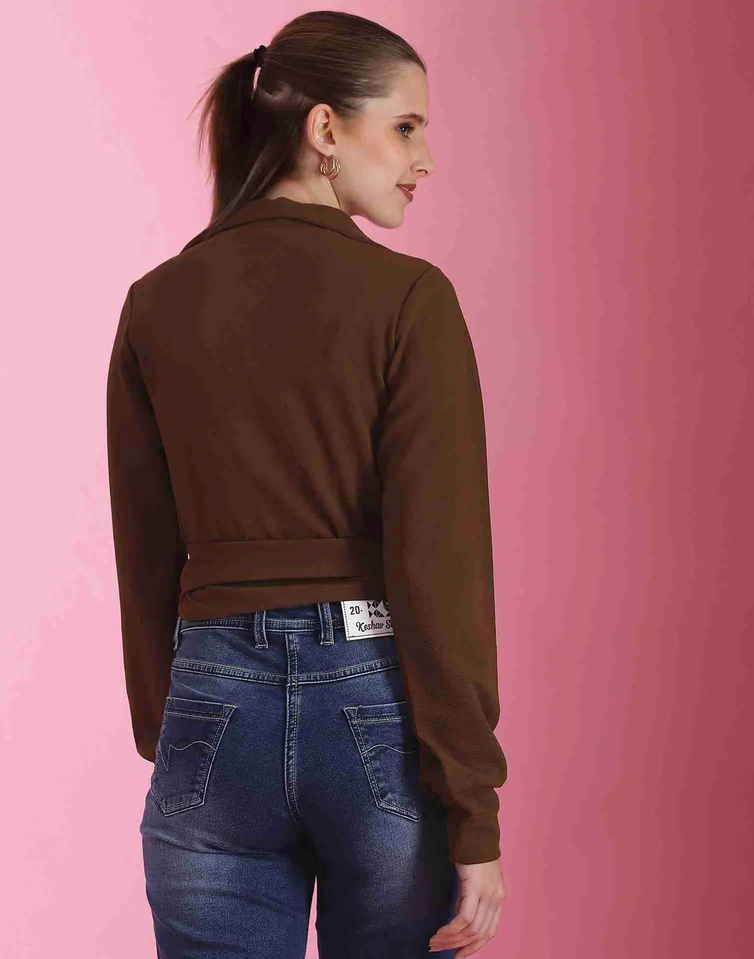 Brown Lycra Plain Top