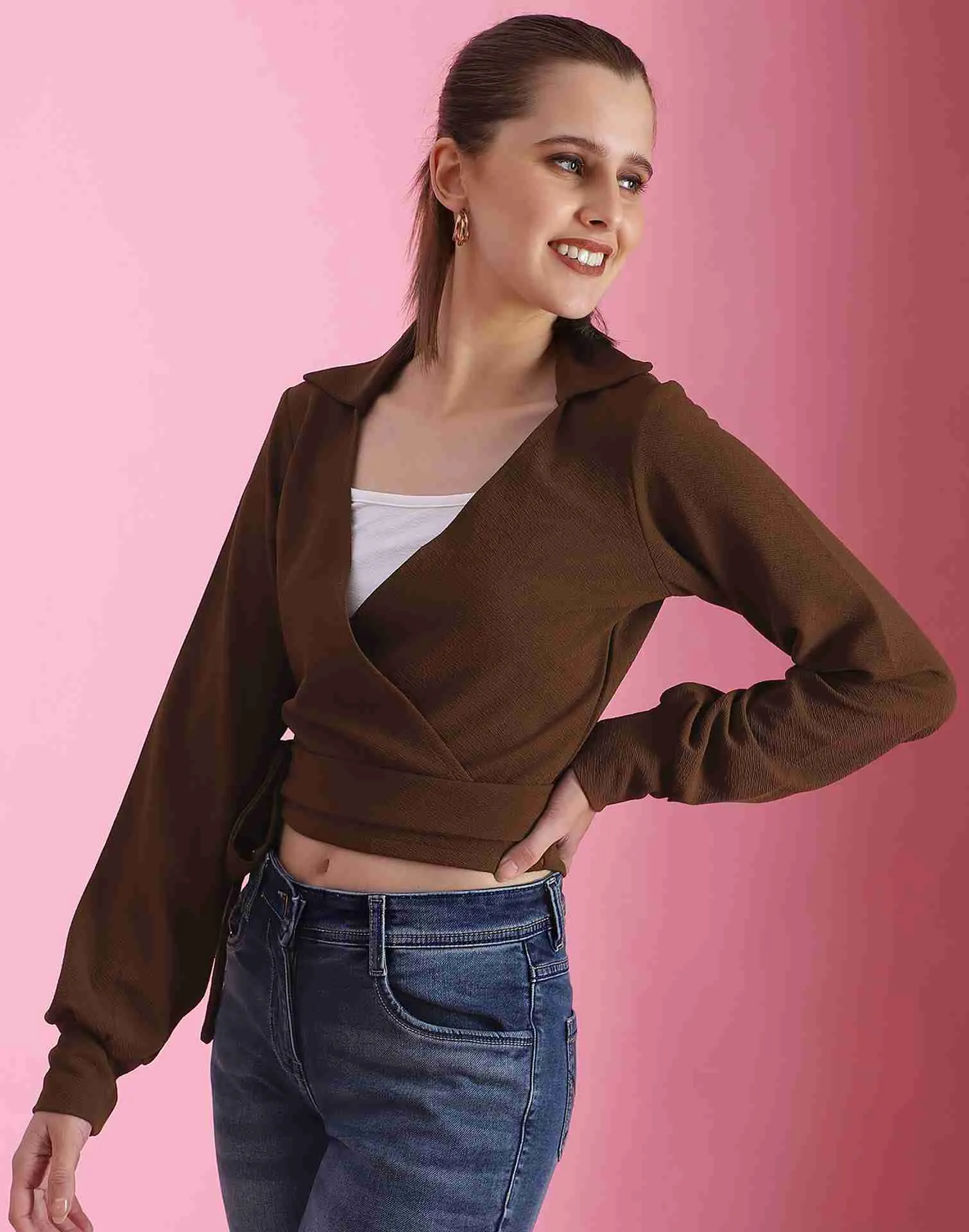 Brown Lycra Plain Top