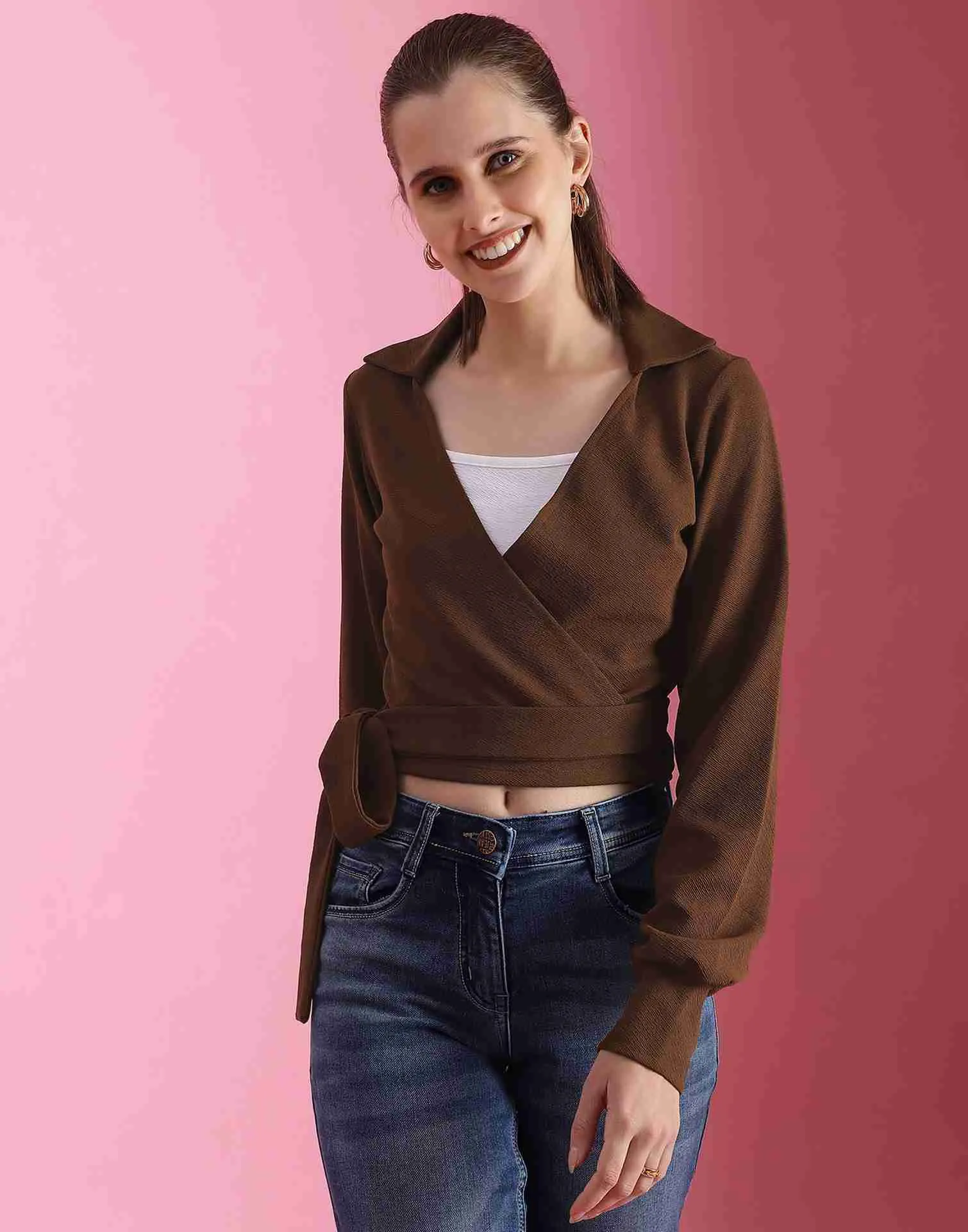 Brown Lycra Plain Top