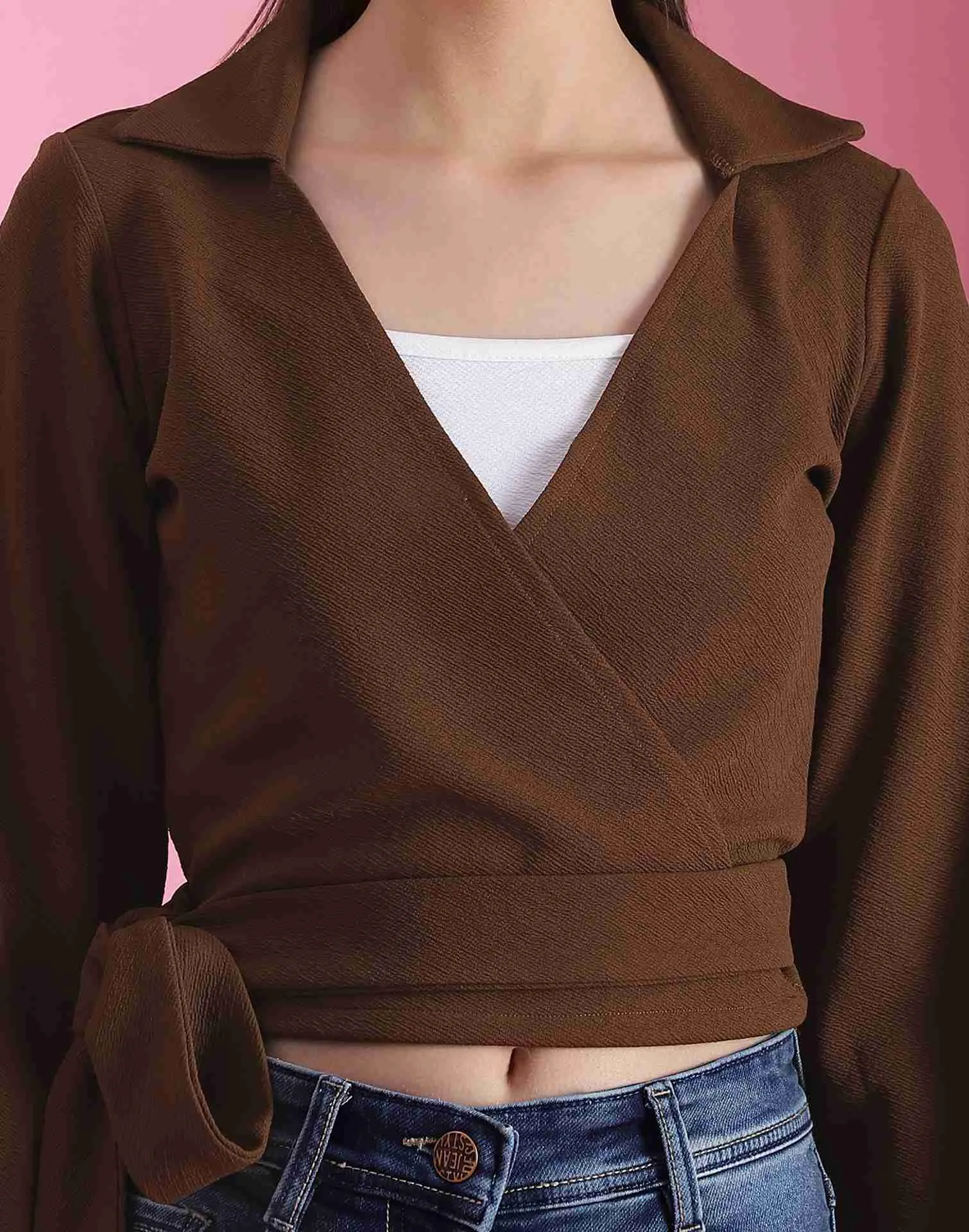 Brown Lycra Plain Top