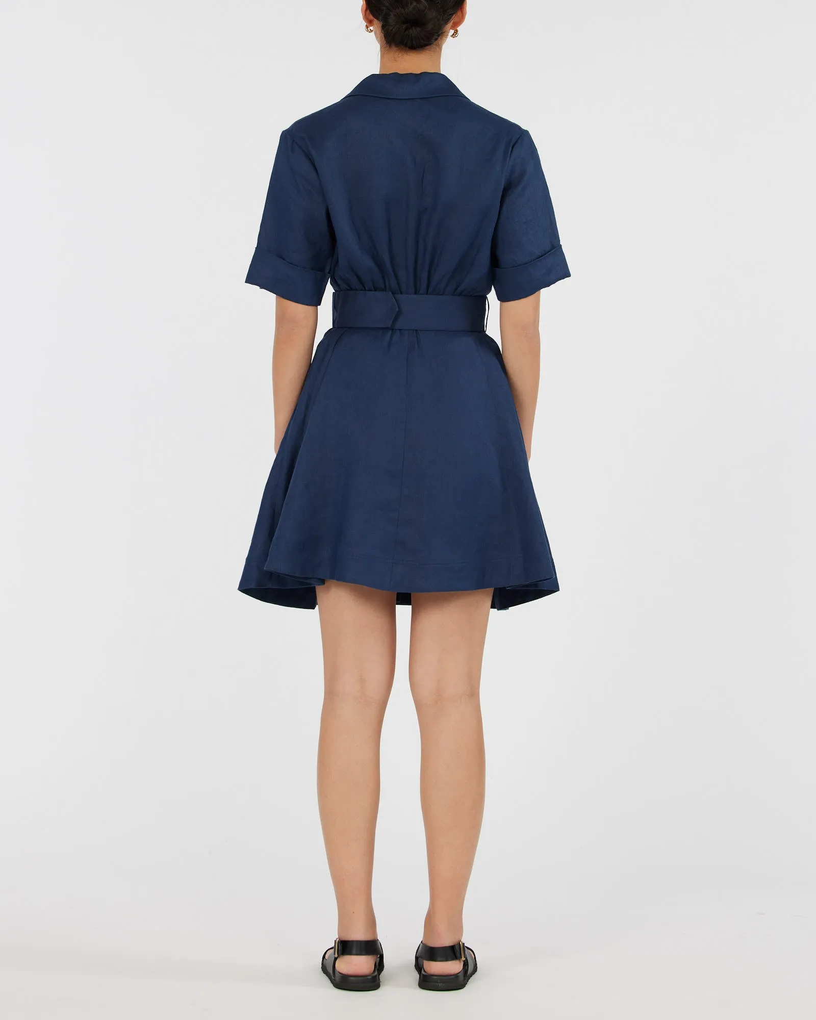 Cadence Linen Mini Dress - Navy