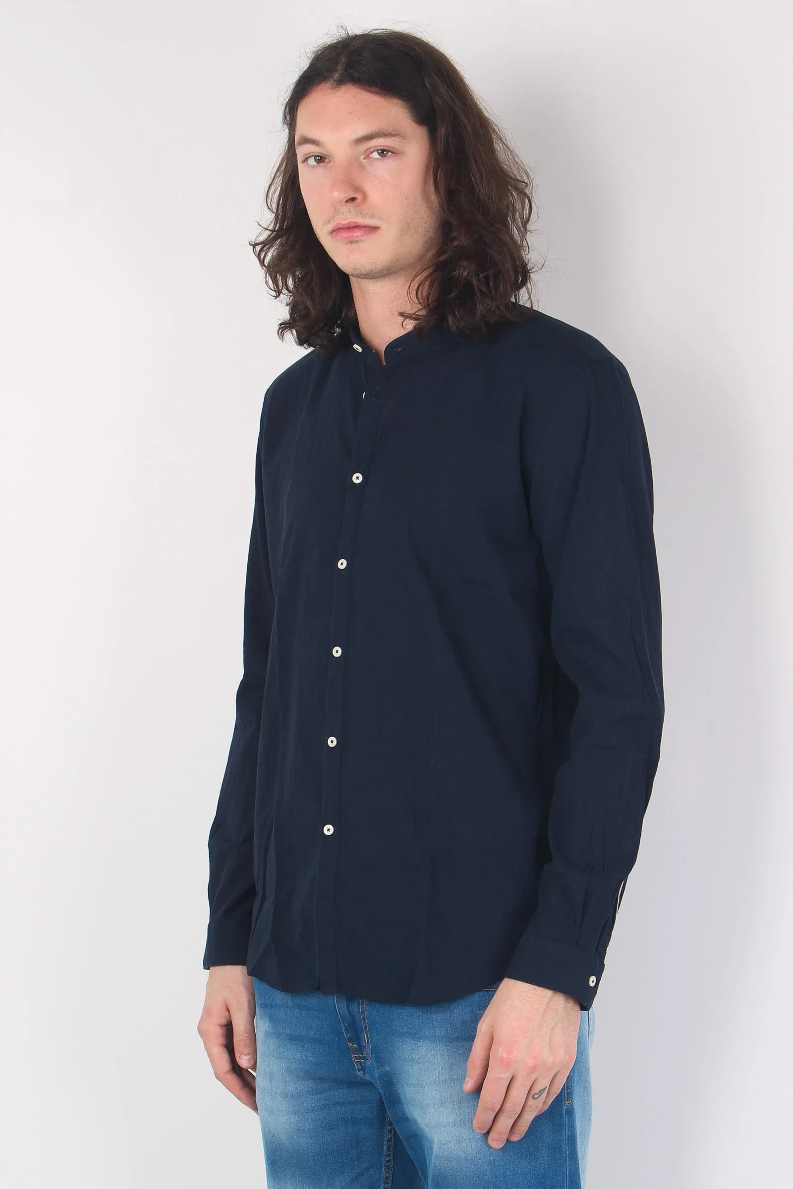 Camicia Mussola Coreana Blu Navy