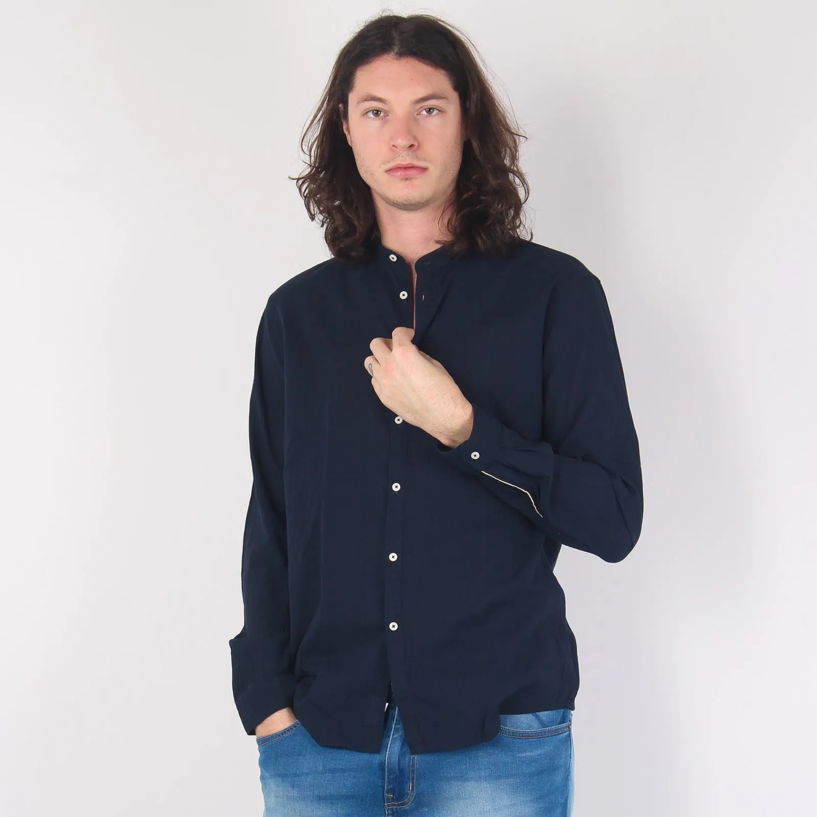 Camicia Mussola Coreana Blu Navy