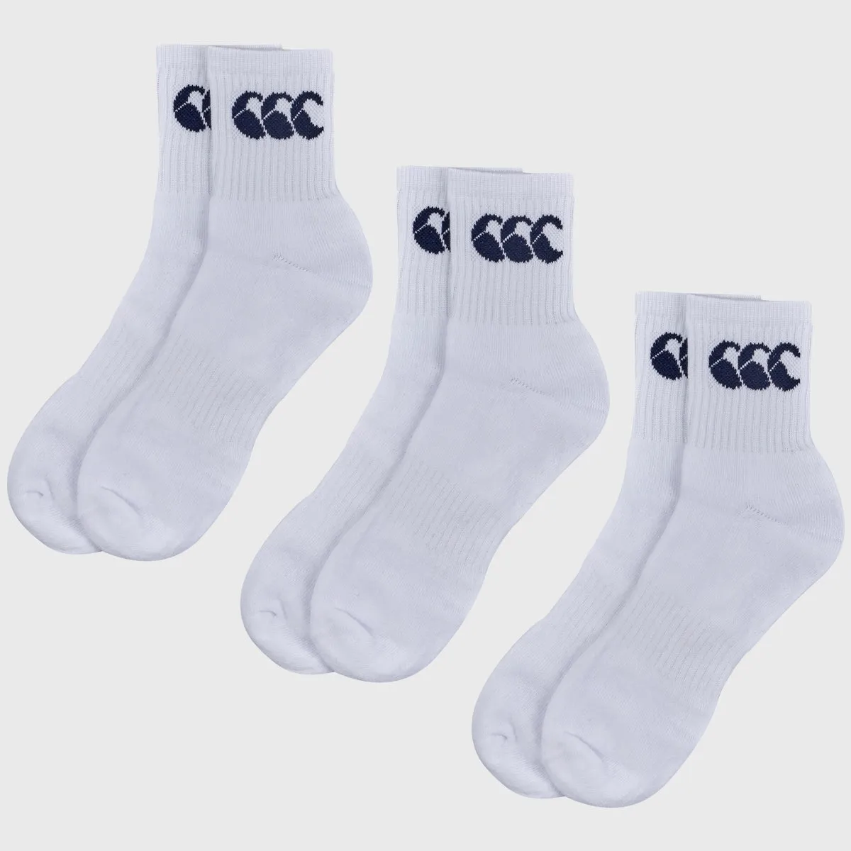 Canterbury Crew Socks 3 Pack White/Navy