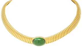 Cartier 1980s Green Tourmaline 18 Karat Yellow Gold Vintage Carlo Weingrill Tubogas Necklace