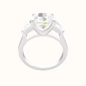 Cathedral Diamond Band with Trillion Sidestones Engagement Ring With Four Prong Head