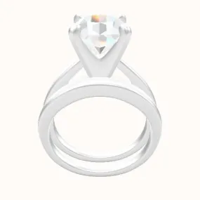 Cathedral Engagement Ring With Classic Four Prong Head and Matching Band