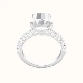 Cathedral Three Row Pave Engagement Ring With Pave Basket Head