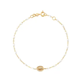 Child Madone Charm Classic Gigi White bracelet, Yellow Gold, 5.9