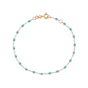 Classic Gigi Turquoise Green Anklet, Rose Gold, 9.4