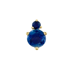 Cluster Stud Earring - Blue Sapphire / 14k Yellow Gold