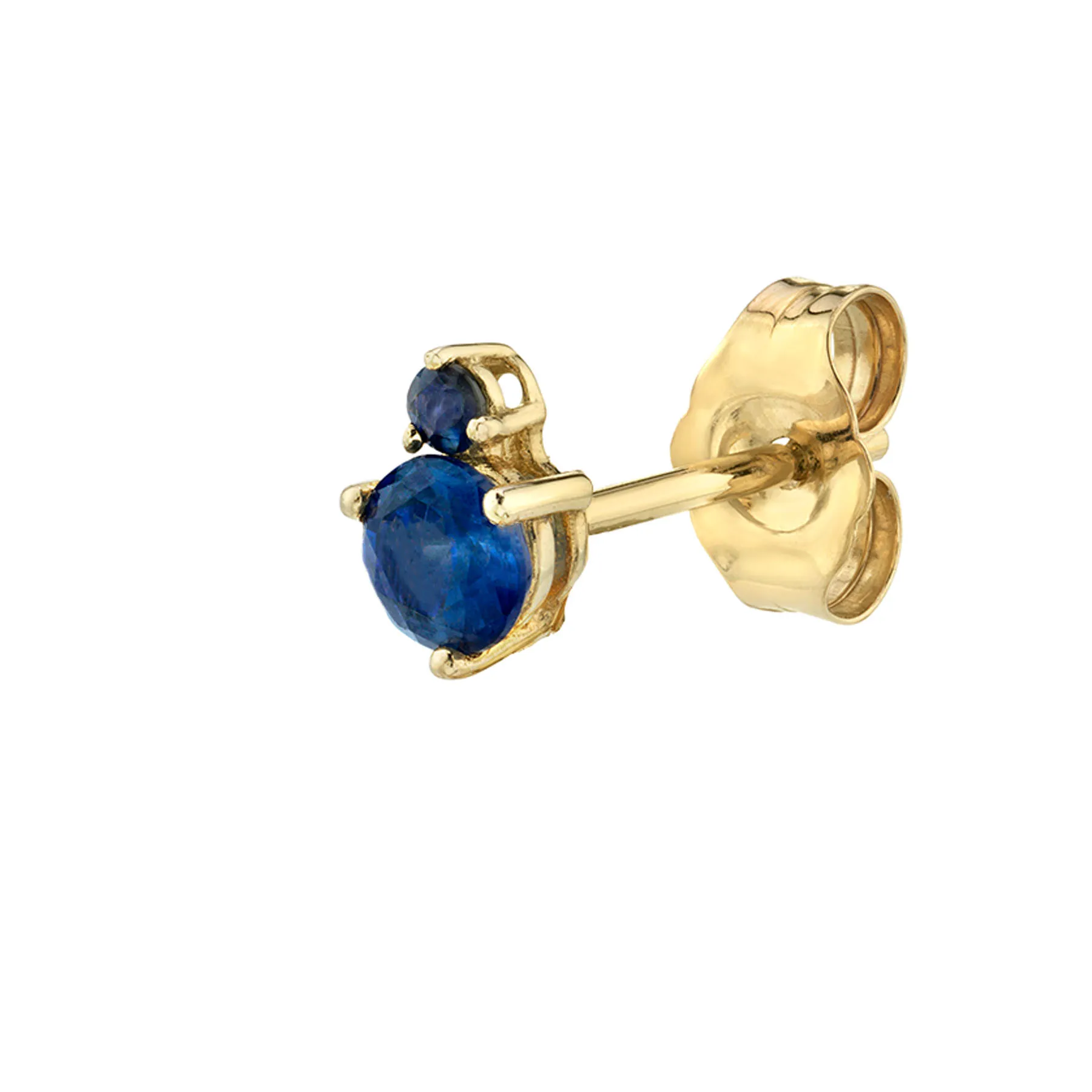 Cluster Stud Earring - Blue Sapphire / 14k Yellow Gold