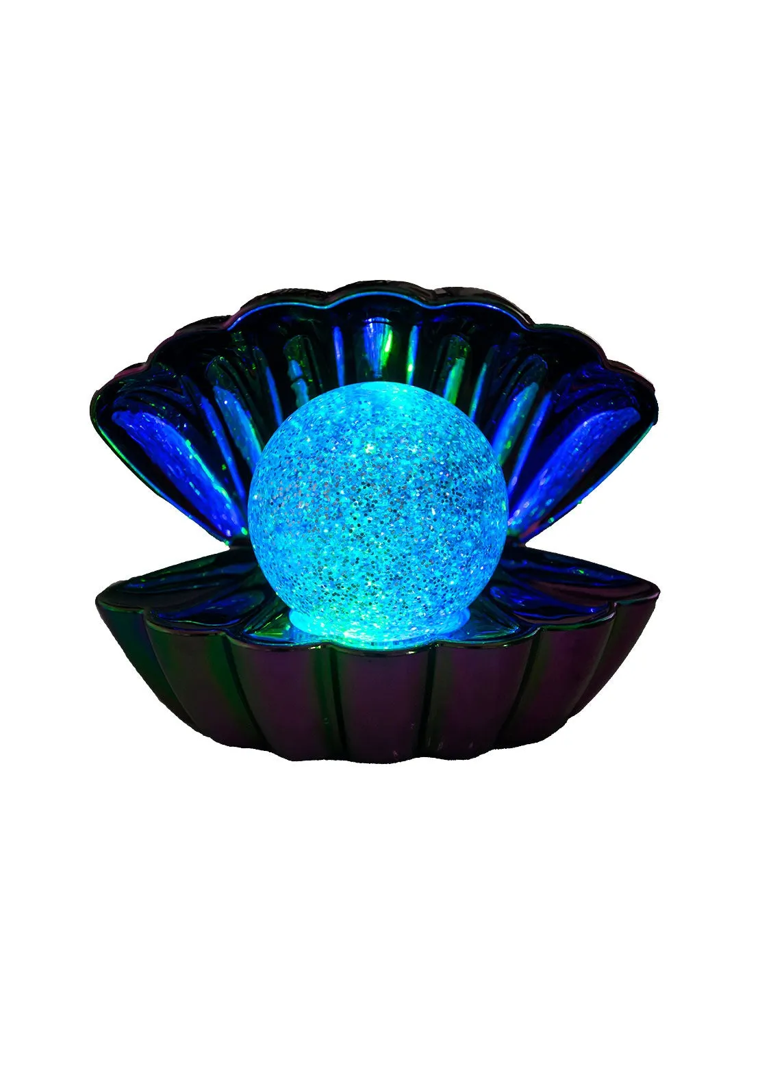 Colour LED Clam with Glitter Pearl - Black