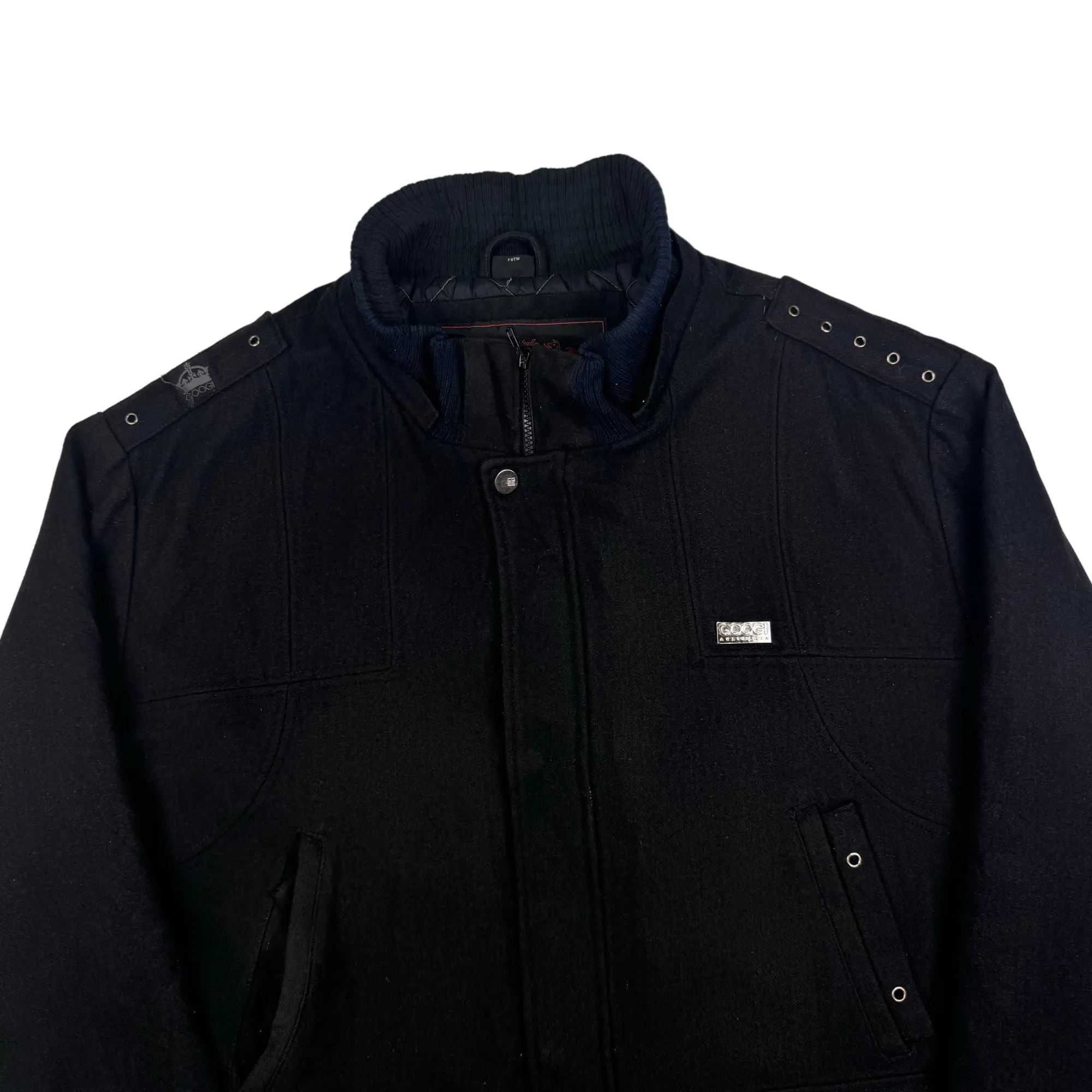 Coogi 90's Wool Blend Quilted Bomber Jacket Black