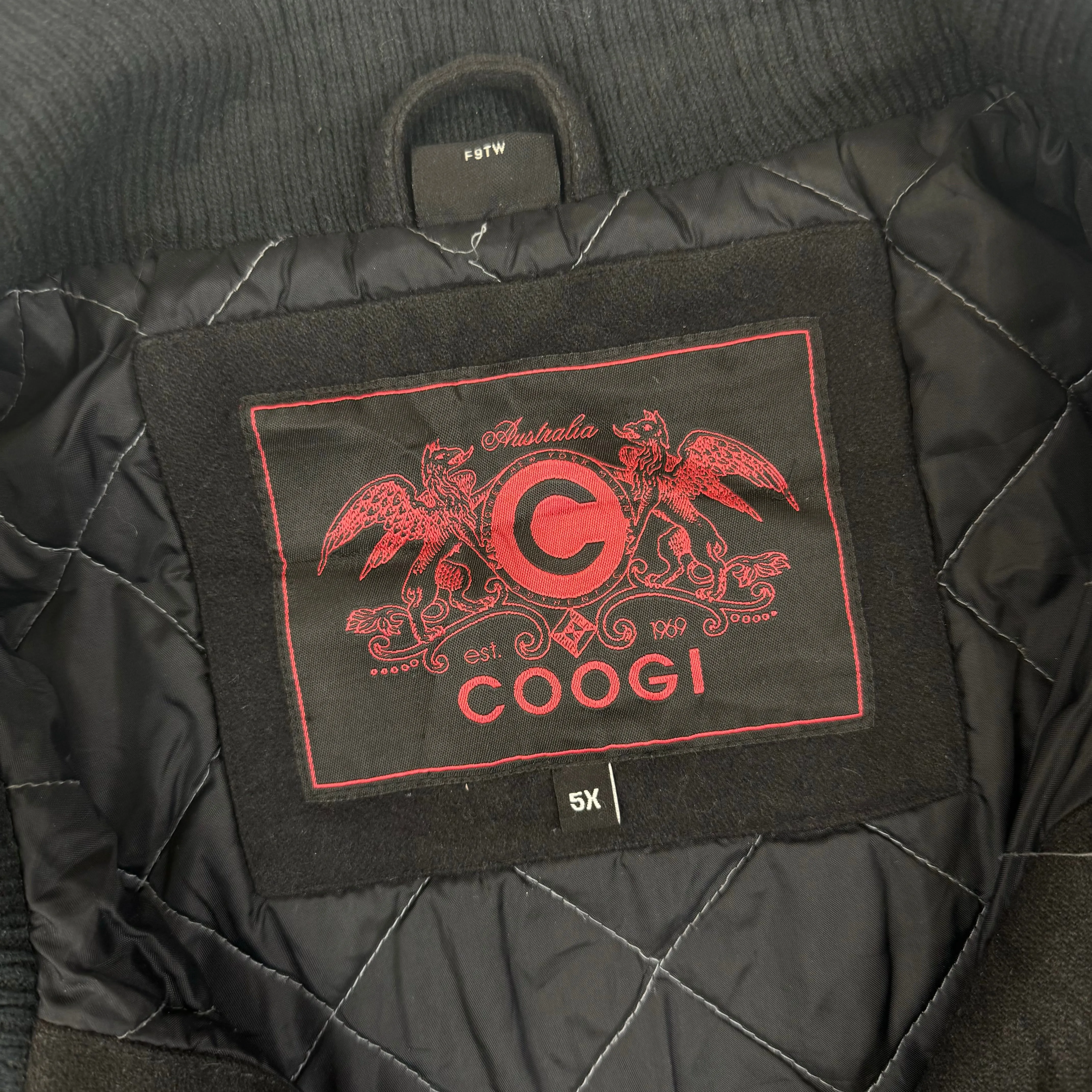 Coogi 90's Wool Blend Quilted Bomber Jacket Black