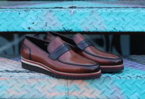 Corrente Burnished Calfskin Slip-On Loafer Brown