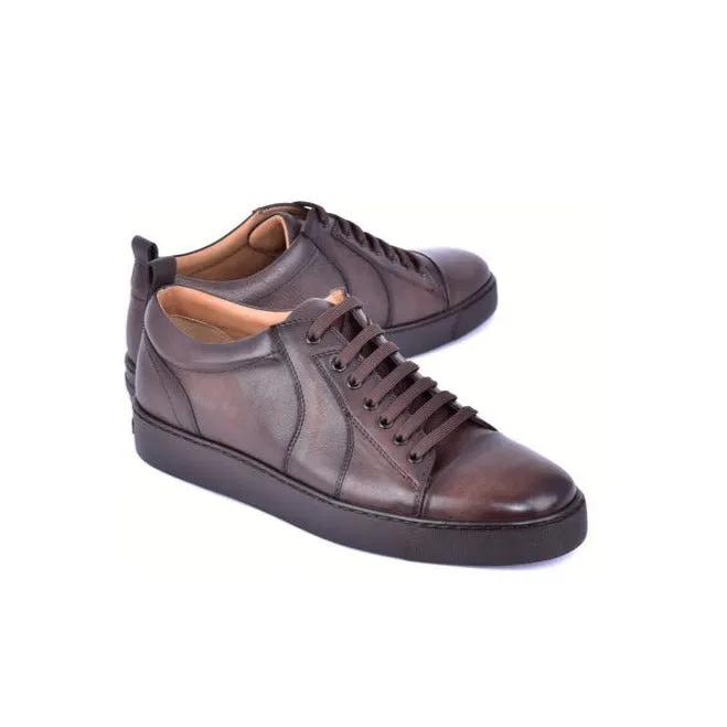 Corrente C0013018-7233 Men's Shoes Brown Calf-Skin Leather Casual Sneakers (CRT1504)