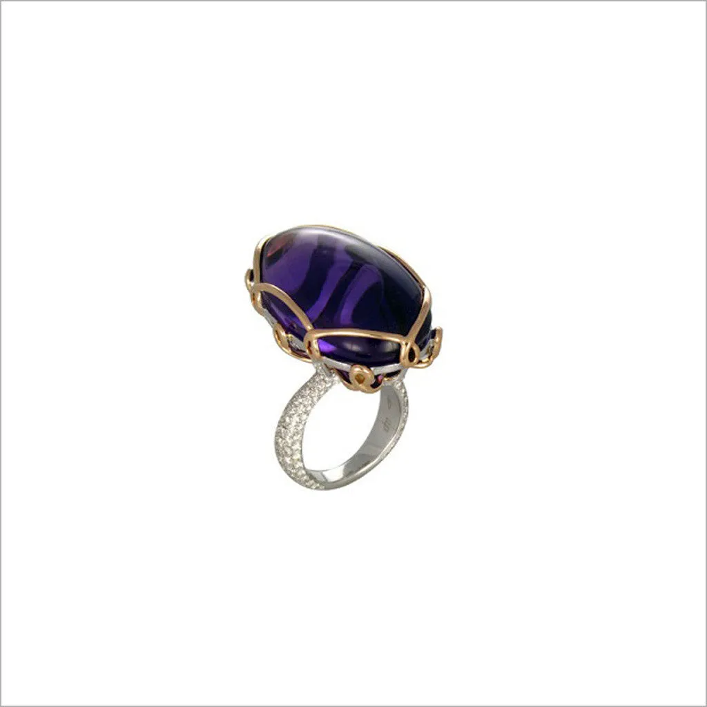 Couture 18K Gold & Amethyst Ring with Diamonds