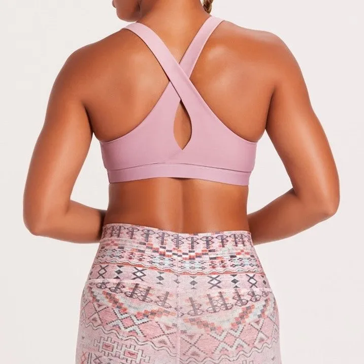 Crossed Sports Bra - Rose Petal