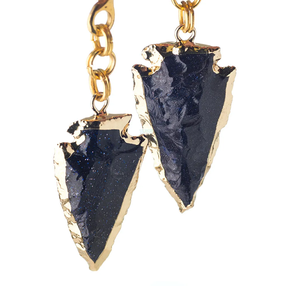 Crossovers with Gold Plated Blue Goldstone Arrowhead Weights