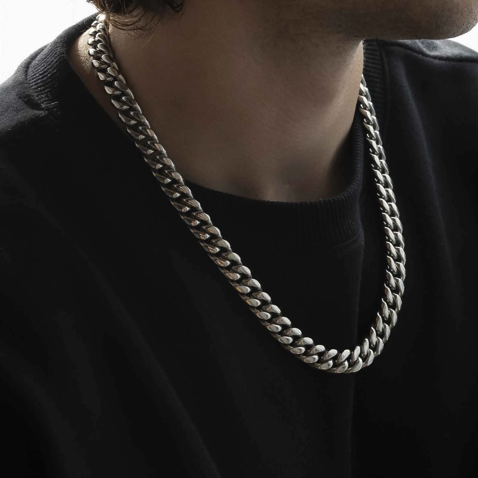 Cuban Link Chain White Gold 12mm