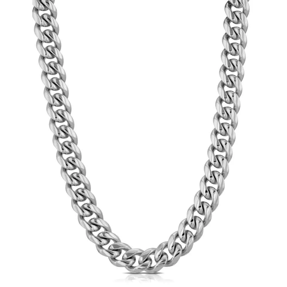 Cuban Link Chain White Gold 12mm