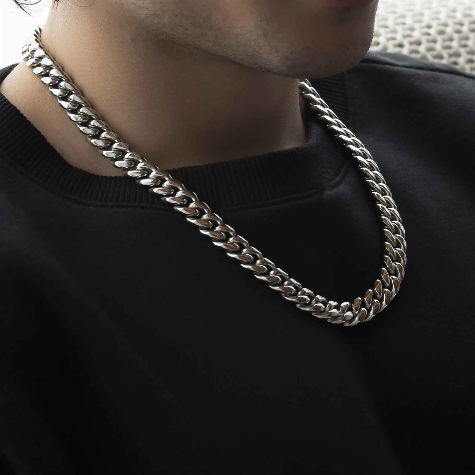 Cuban Link Chain White Gold 12mm