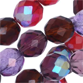 Czech Fire Polished Glass Beads, Faceted Round 10mm, Vineyard Mix (50 Pieces)