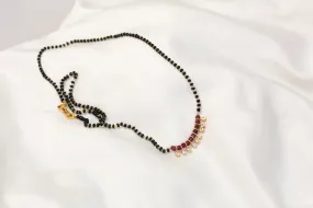 Dainty Black Bead Chain - Red