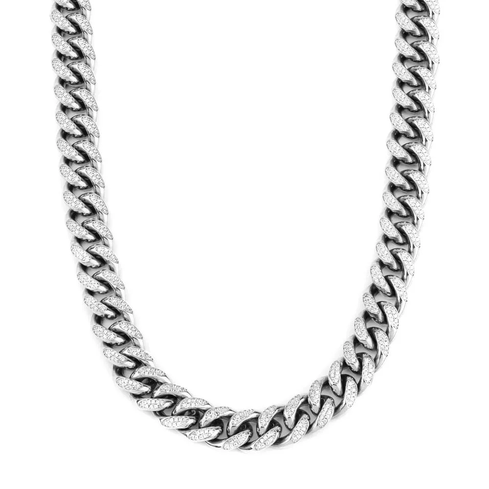 Diamond Cuban Link Chain White Gold 10mm