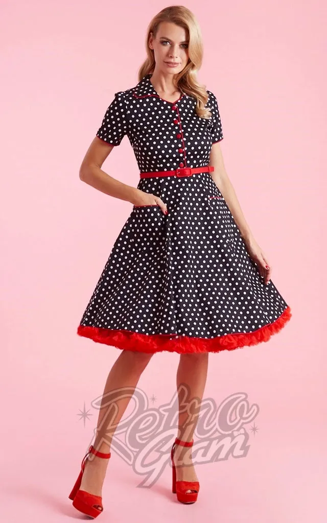 Dolly and Dotty Penelope Black Polka Dot Shirt Dress