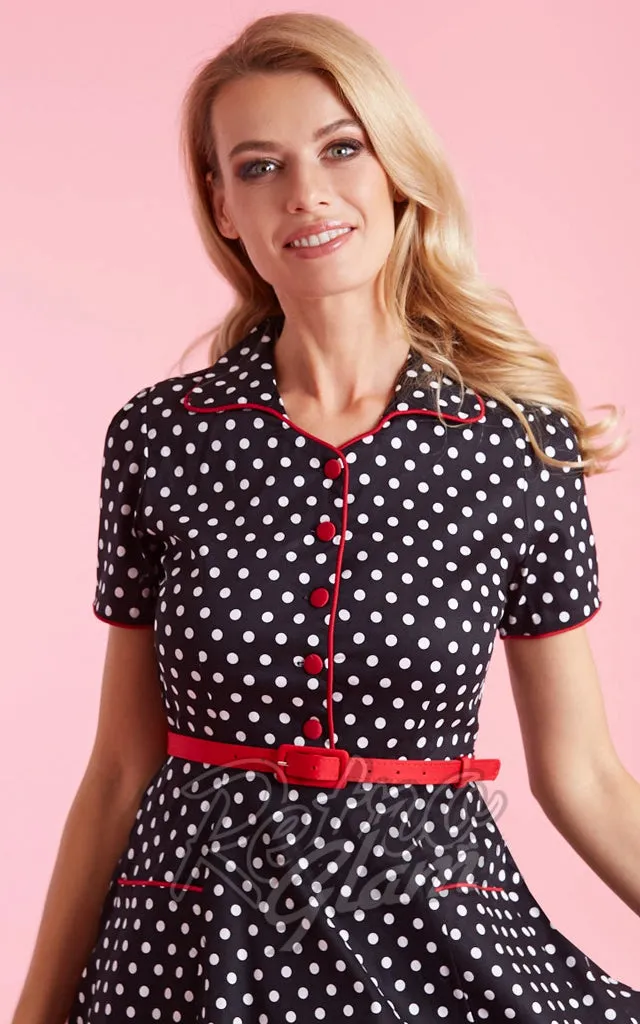 Dolly and Dotty Penelope Black Polka Dot Shirt Dress