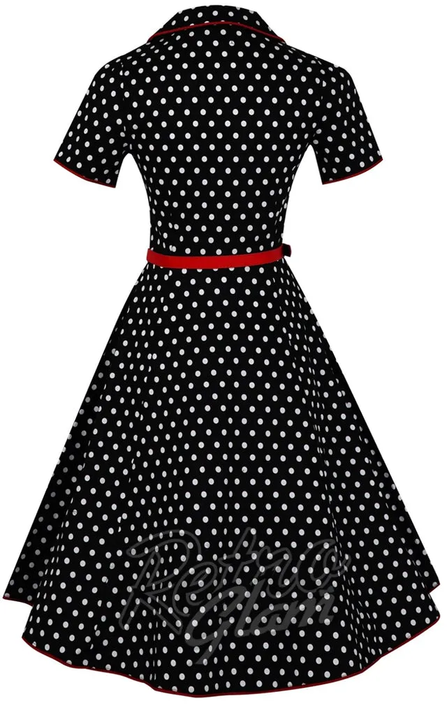 Dolly and Dotty Penelope Black Polka Dot Shirt Dress