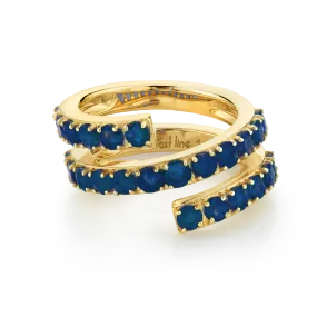 Double Twist Ring - Blue Sapphire / 14k Yellow Gold