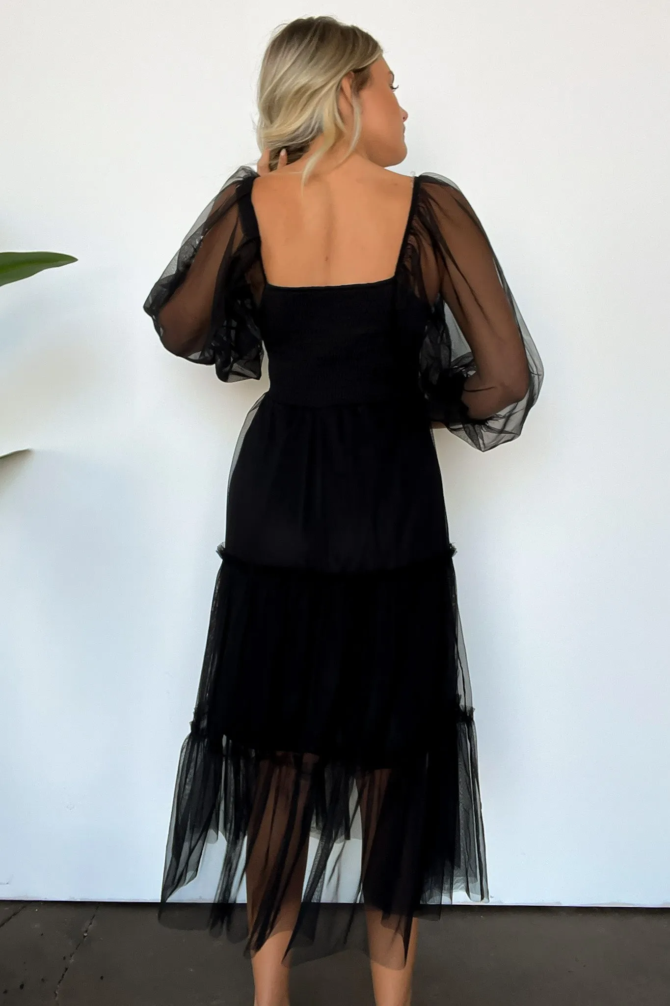 Dramatic Sensation Mesh Tiered Maxi Dress