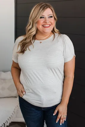 Easy Aesthetic Striped Top- Ivory & Grey