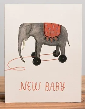 Elephant Pull Toy Baby Card