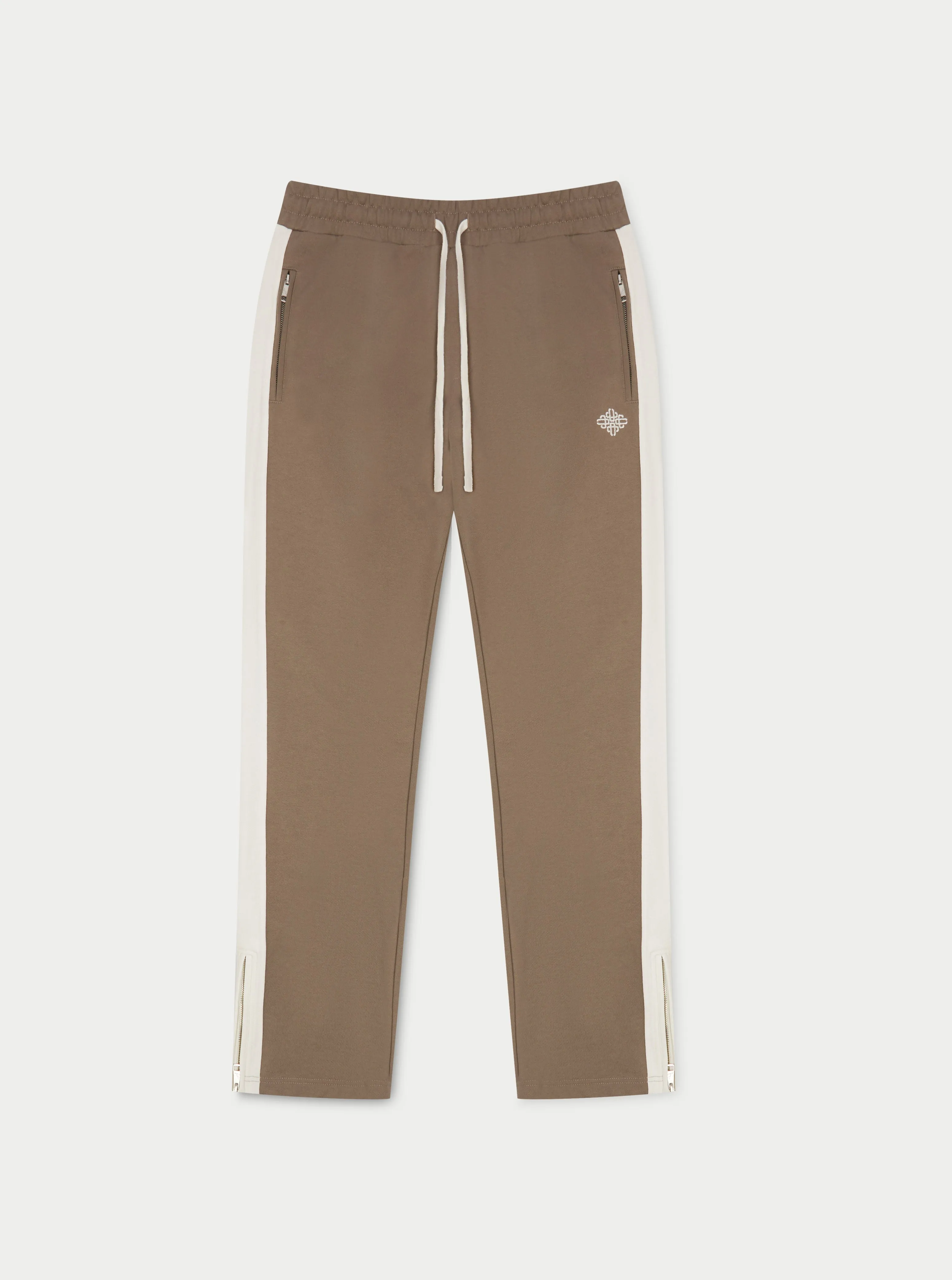 EMBLEM SIDE PANEL SPLIT HEM JOGGERS - BROWN