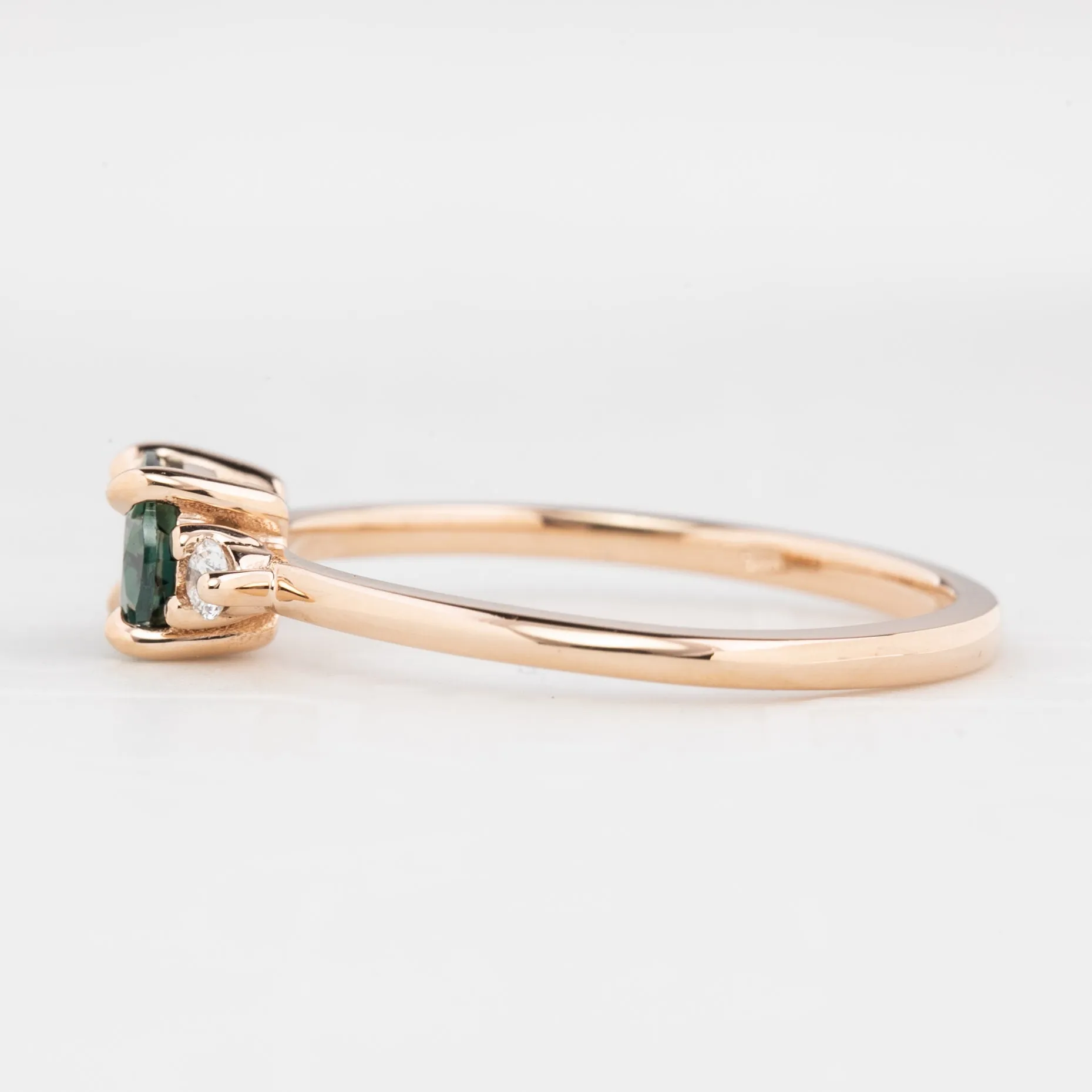 Emilie Ring 0.77ct Green Madagascar Sapphire, 14k Rose Gold (One of a kind)