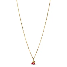 Enamel Copenhagen Cherry Necklace - Red Gold